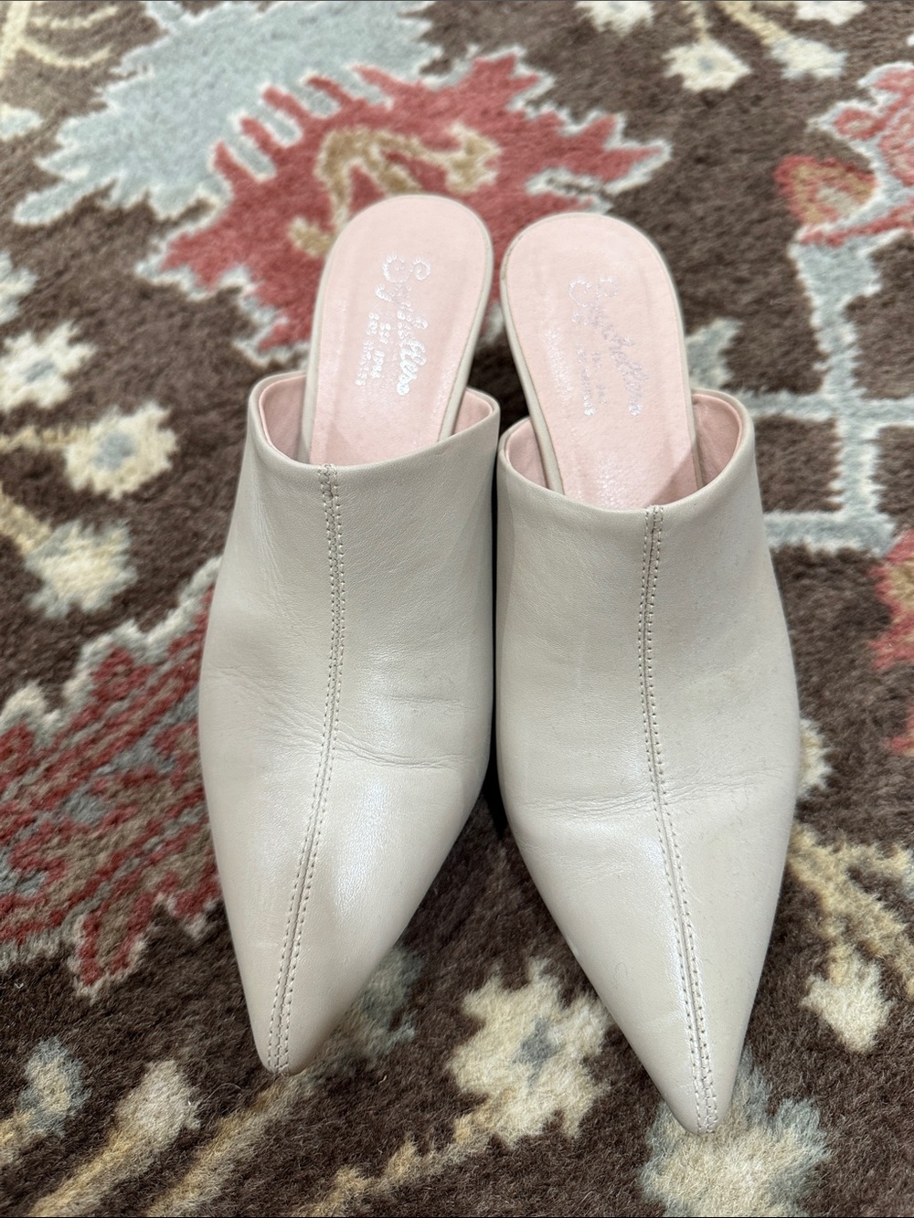 Seychelles Women's Pointed Slip-On Mules in Pale Pinkish Beige